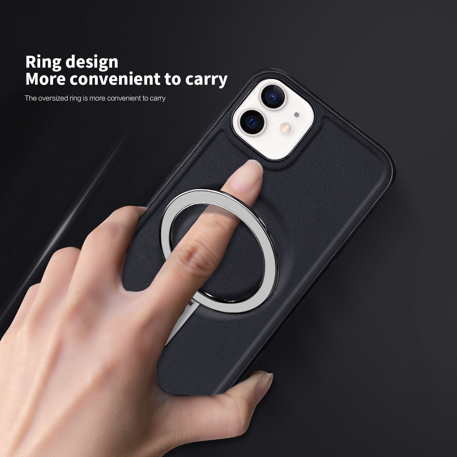 Uniqkart for iPhone 12 / 12 Pro 6.1 inch Phone Case Kickstand Design PU Leather Coated PC+TPU Magnetic Cover - Black Uniqkart for iPhone 12 / 12 Pro 6.1 inch Phone Case Kickstand Design PU Leather Coated PC+TPU Magnetic Cover - Black